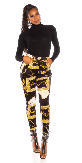thermo Pants with chain pattern Black